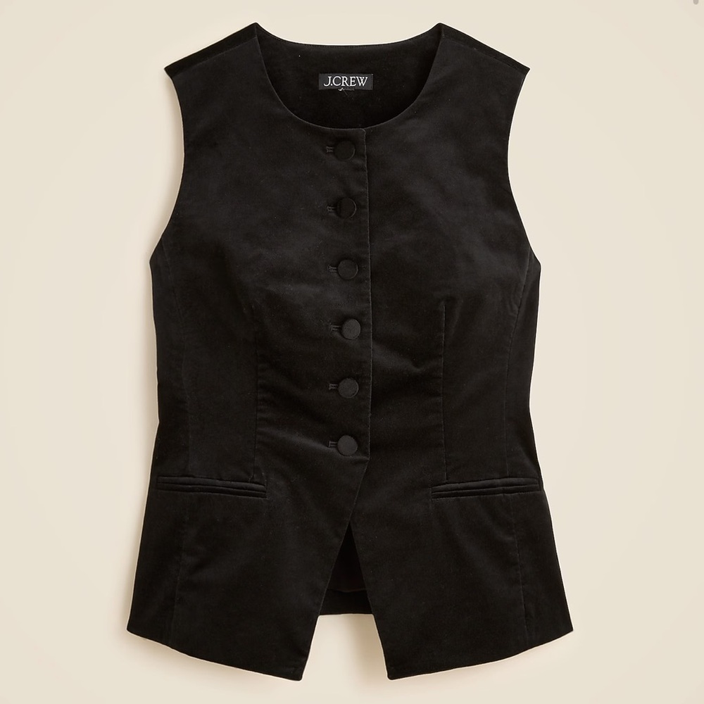 NWT J. Crew essential cutaway vest top in black velvet